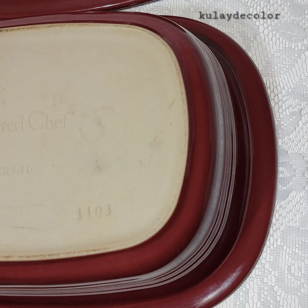 Pampered Chef 3.1 Qt Covered Stoneware Casserole Baking Dish Maroon Burgundy